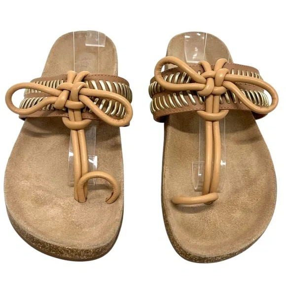 Ulla Johnson Jini Tan Gold Leather Casual Comfortable Slip On Sandals Womens 38 - Picture 6 of 14